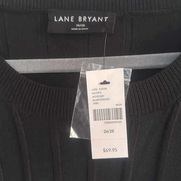Lane Bryant Black and White Striped Crewneck Sweater - Picture 2 of 3